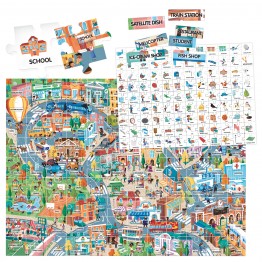 Puzzle Orasul, 100 de cuvinte engleza nivel simplu Montessori Headu